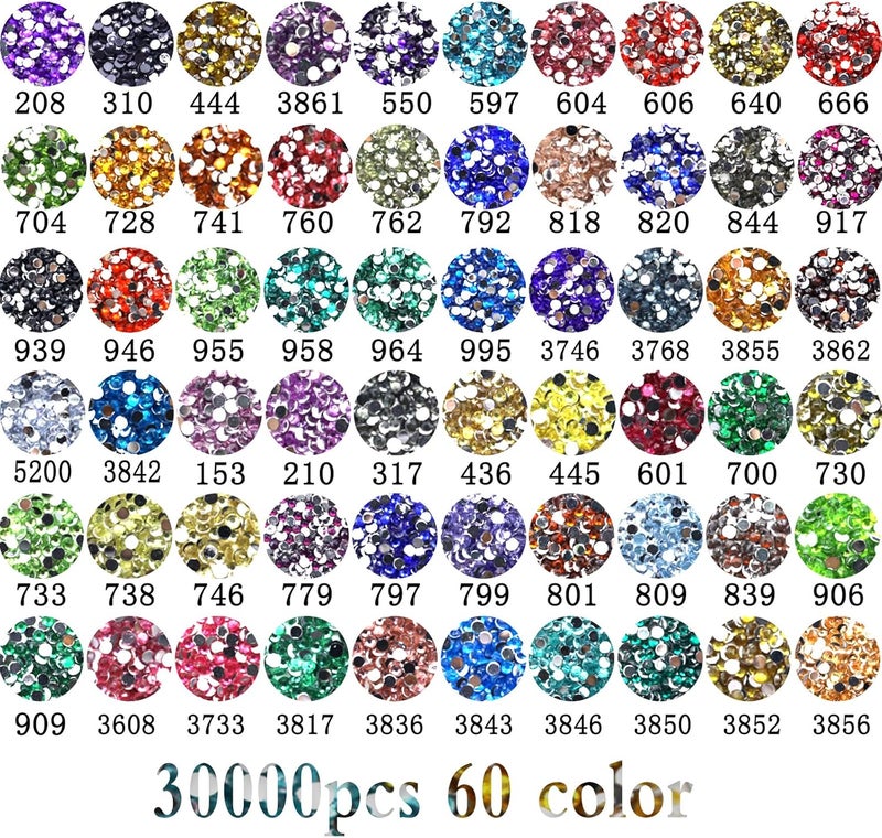 THUTEP 30000 Pieces 60 Color 5D Shiny Resin Diamond Art Painting Beads, Rhinestones Accessories for Crafting, Round Beads Art Replacement for DIY Craft Diamond Art Painting Accessories (Sixtycolor) - Image 2